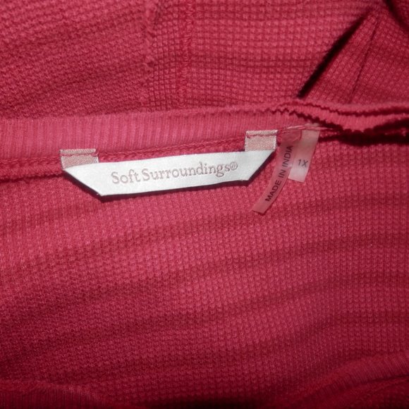 SOFT SURROUNDINGS TOP 1X Plus Red Casual Striped - Picture 5 of 5